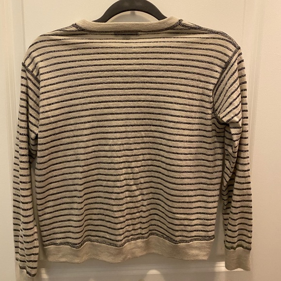 J.Crew Pewter Sparkle Striped Cropped Sweatshirt - Picture 2 of 3